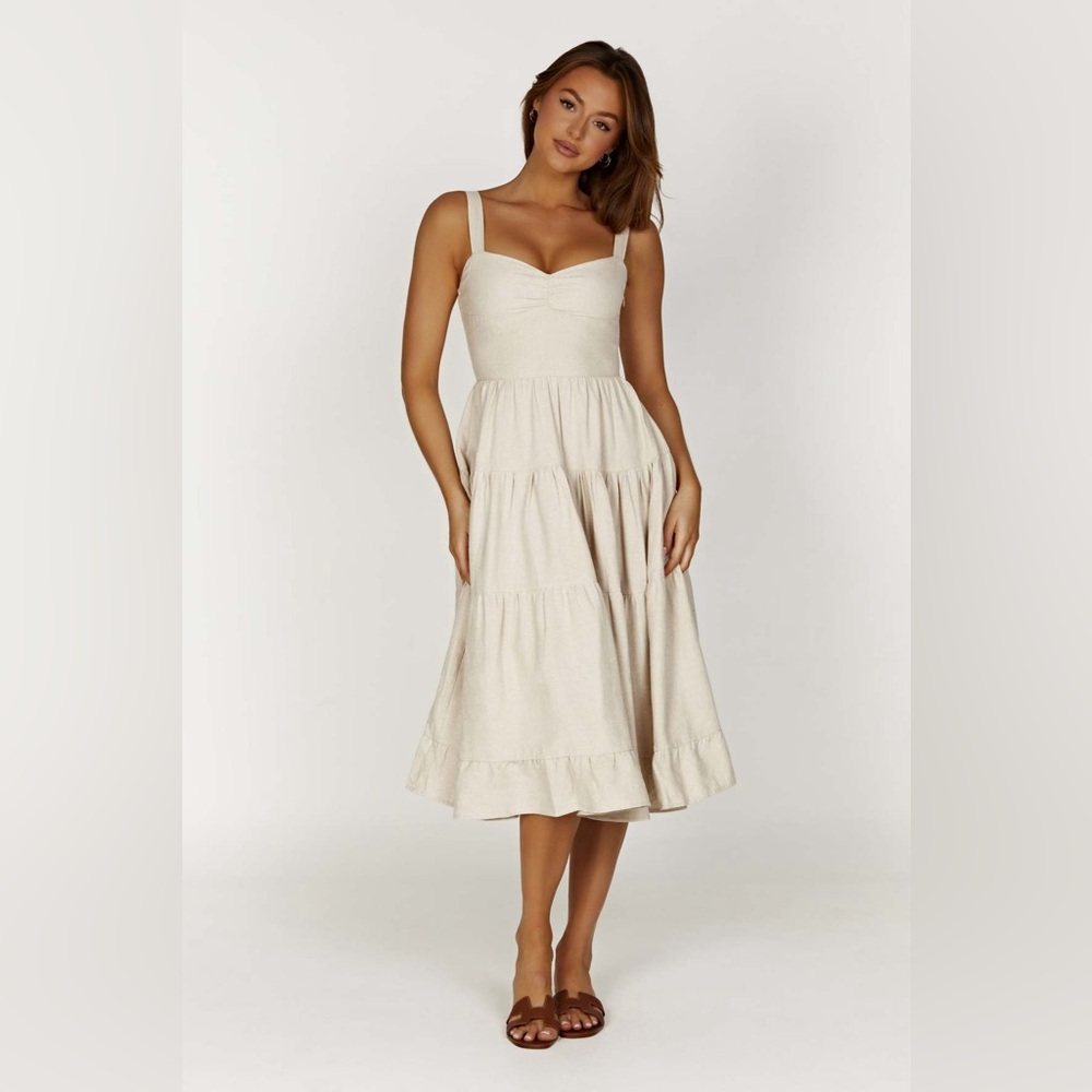 MESHKI Adriana Linen Midi Dress